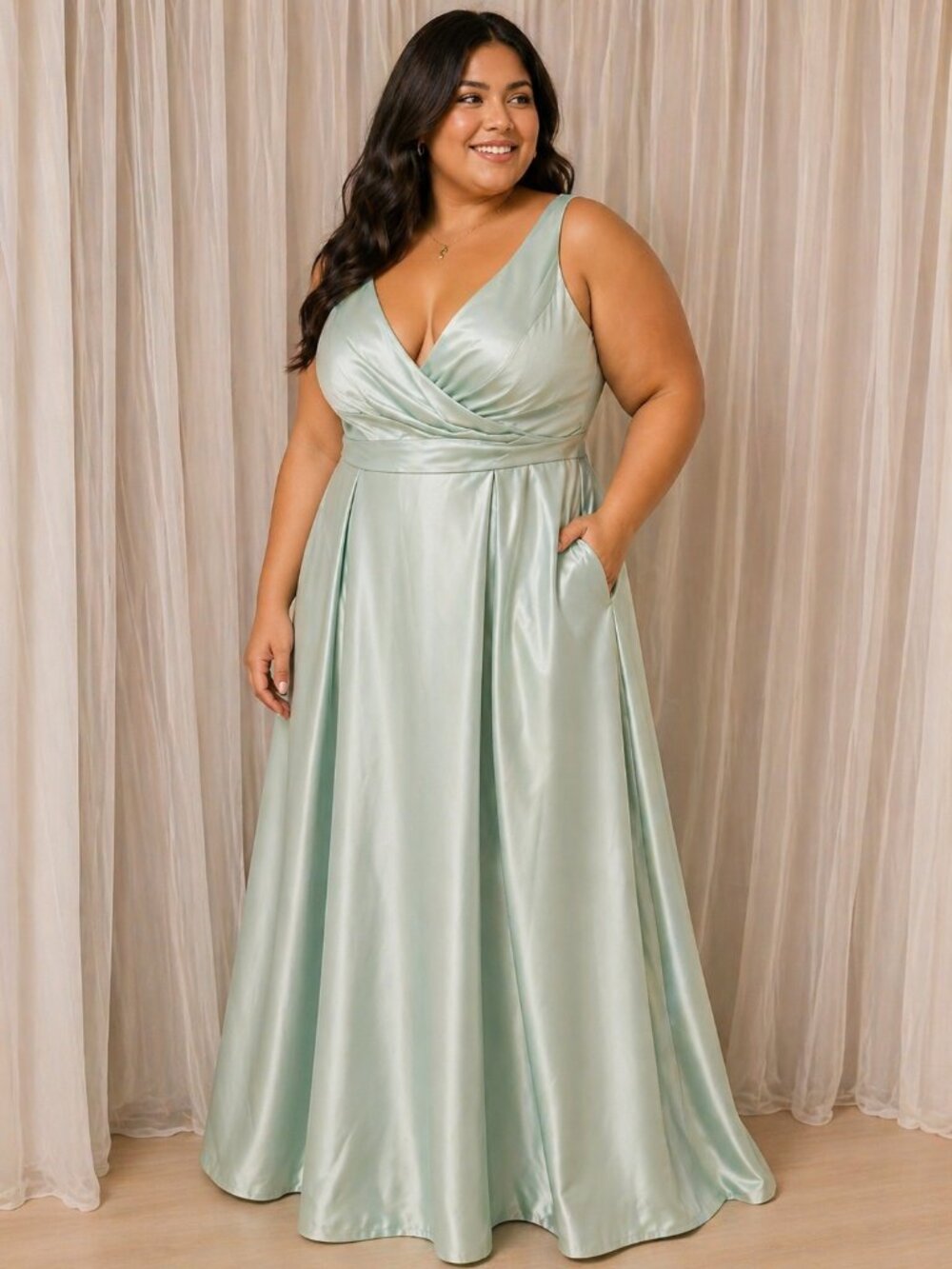 David's Bridal Satin Formal Gown